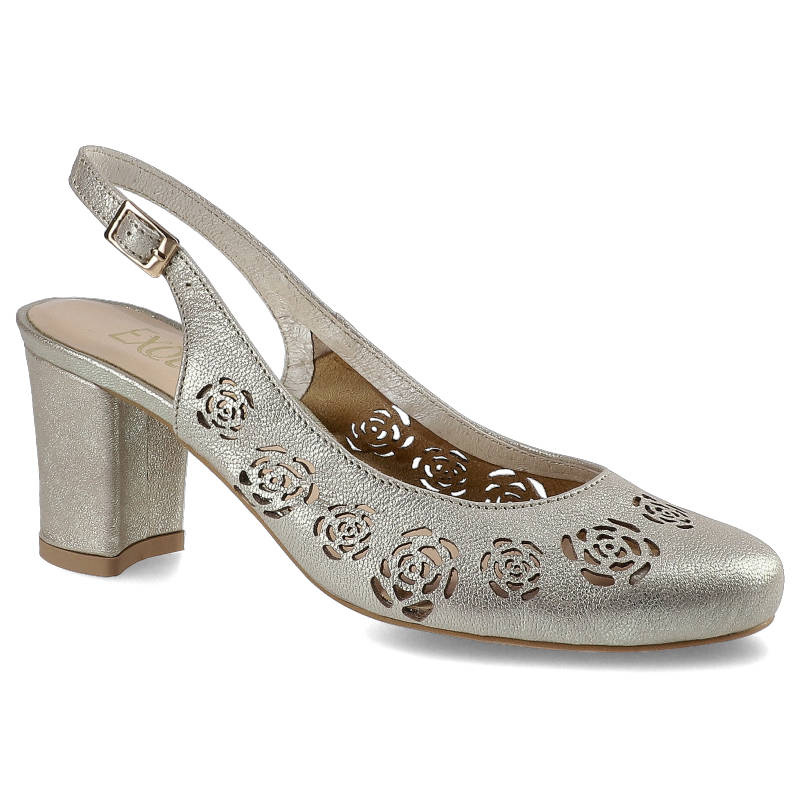 Sandały damskie Exquisite, eleganckie na obcasie, złote, 1049