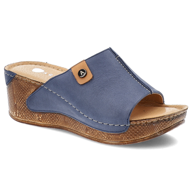 Granatowe Klapki Armodo Modne Obuwie Damskie Na Koturnie