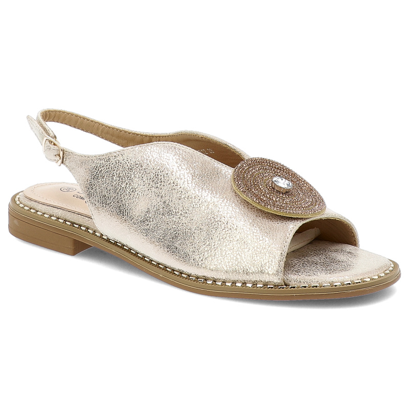 Złote Sandały S.Barski Eleganckie Obuwie Damskie