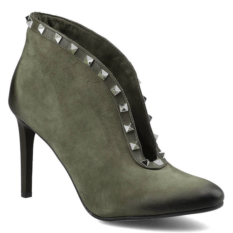 Botki damskie Carinii, wsuwane i na szpilce , zielone, B3897_-I43-I45-000-A92