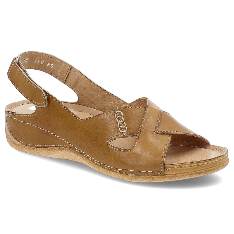 Brązowe Sandały Armodo Wygodne Skórzane Obuwie Damskie