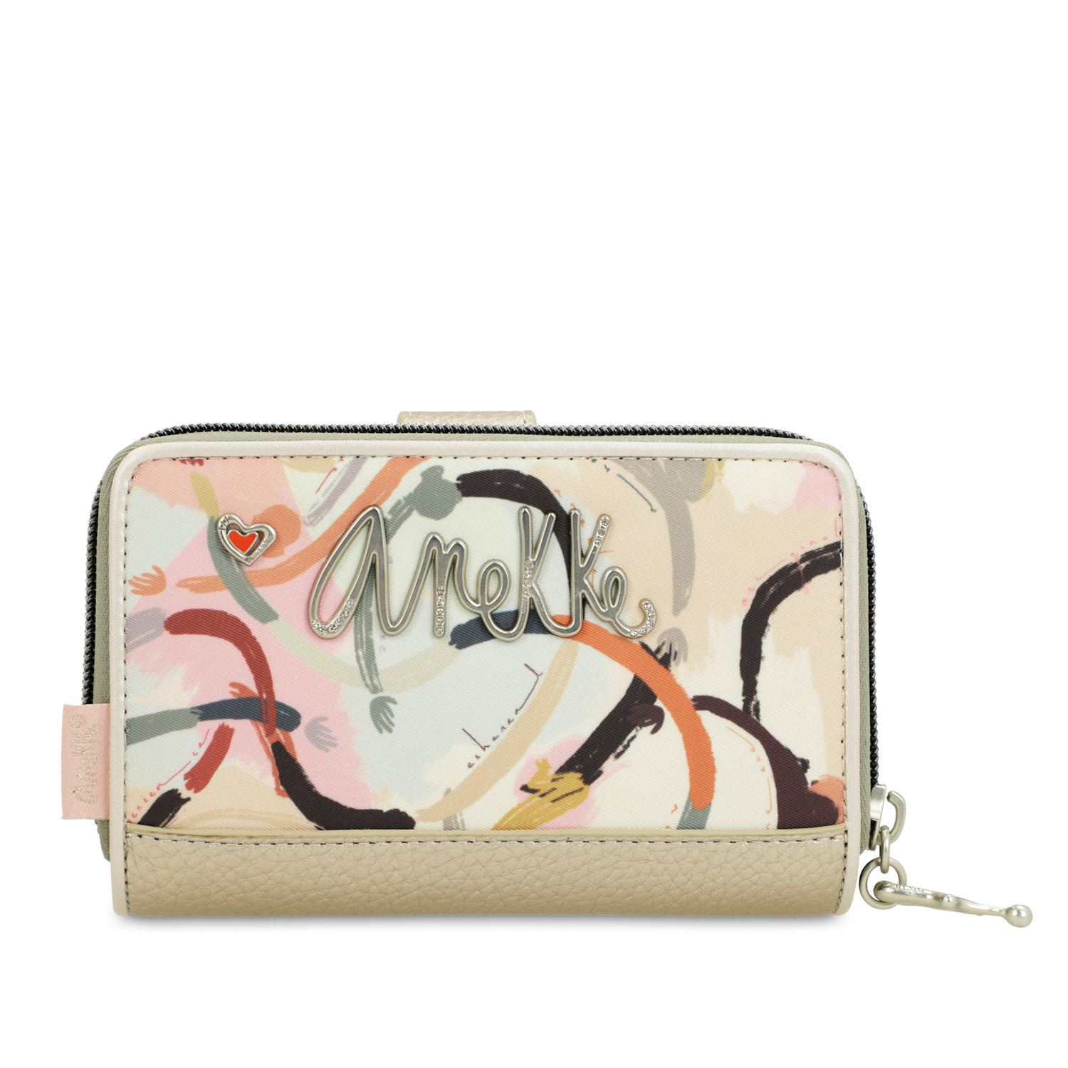 Beżowy Modny Damski Portfel Anekke