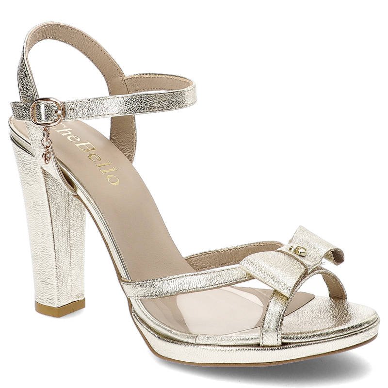 Złote Sandały Chebello Eleganckie Buty Ze Skóry