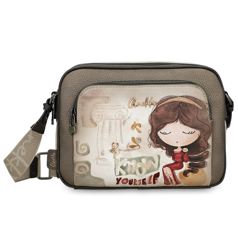 Torebka damska Anekke, mała zapinana na zamek z regulowanym paskiem na ramię, multikolor, 42703-516