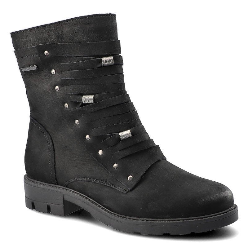 Botki damskie Pollonus, ze skóry naturalnej i na solidnej podeszwie, czarne Samuel, 5-1110-007