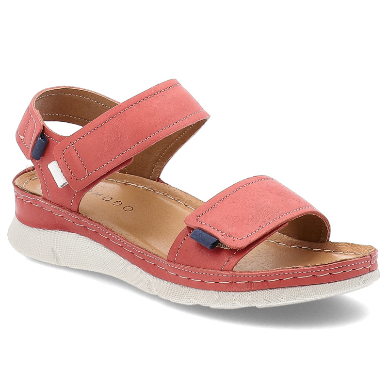 Czerwone Sandały Armodo Stylowe Skórzane Obuwie Damskie