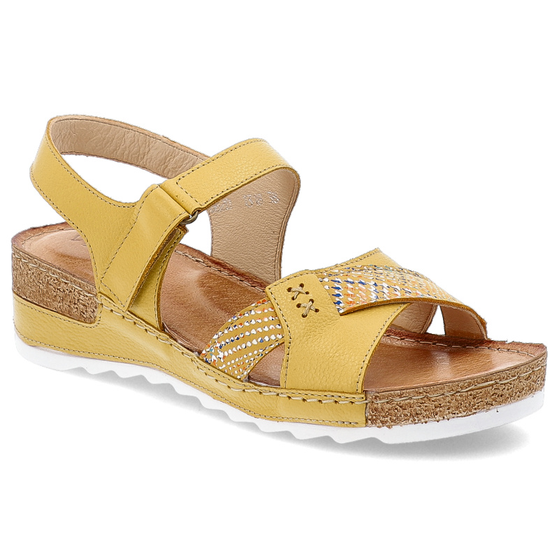 Żółte Sandały Wasak Modne Obuwie Damskie