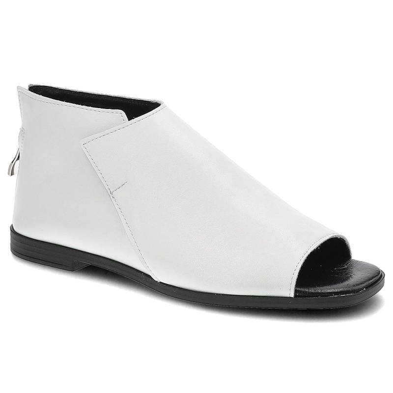 Sandaly damskie Lemar, ze skóry naturalnej licowej z odkrytym przodem wsuwaną konstrukcją z bocznym wycięciem zabudowaną piętą i niską jednolitą pode