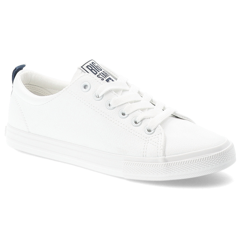 Trampki unisex Big Star, na płaskiej podeszwie niskie z okrągłym noskiem i sznurowane, biało-niebieskie, SS274604