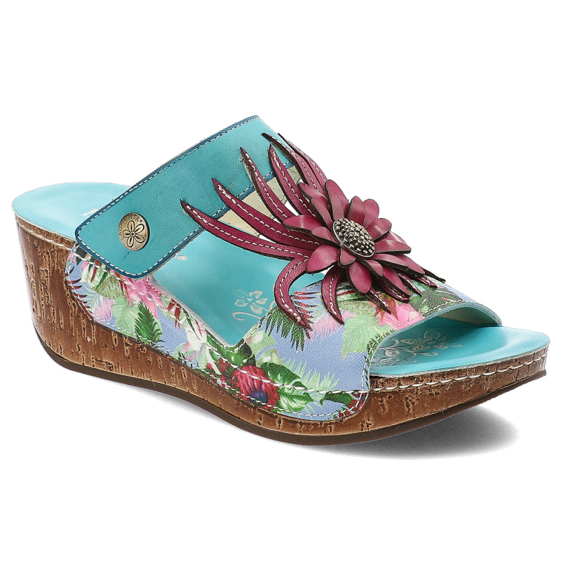 Niebieskie Klapki Laura Vita Modne Obuwie Damskie