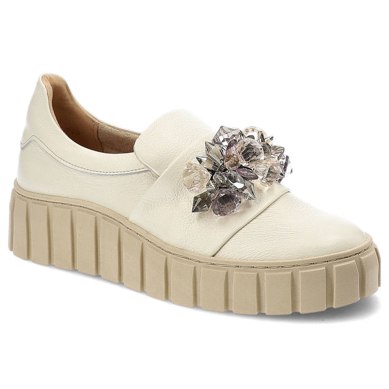 Półbuty damskie Lemar, skórzana cholewka wsuwana konstrukcja gruba platforma masywna podeszwa z tworzywa, t bianko, 20118