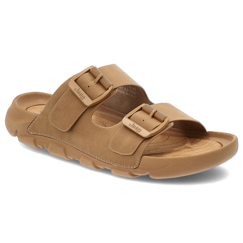 Klapki damskie Jeep, sportowe i codzienne na platformie z klamrami, brązowe, JL51590A-068