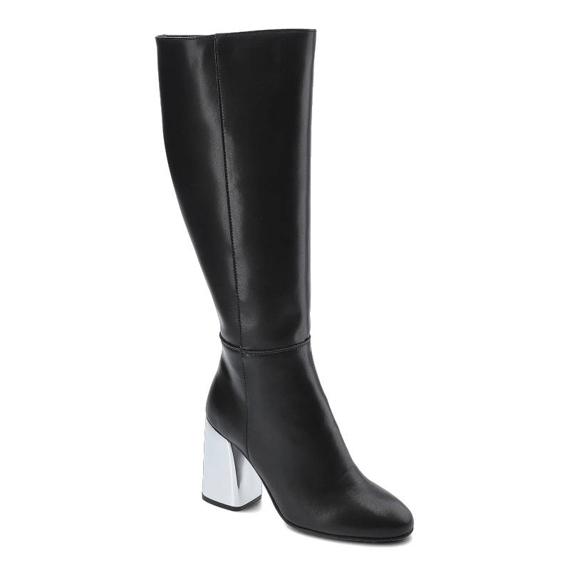 Kozaki damskie Grace, gładka cholewka o wysokim kroju prosty minimalistyczny design stabilny obcas, czarne, 2353