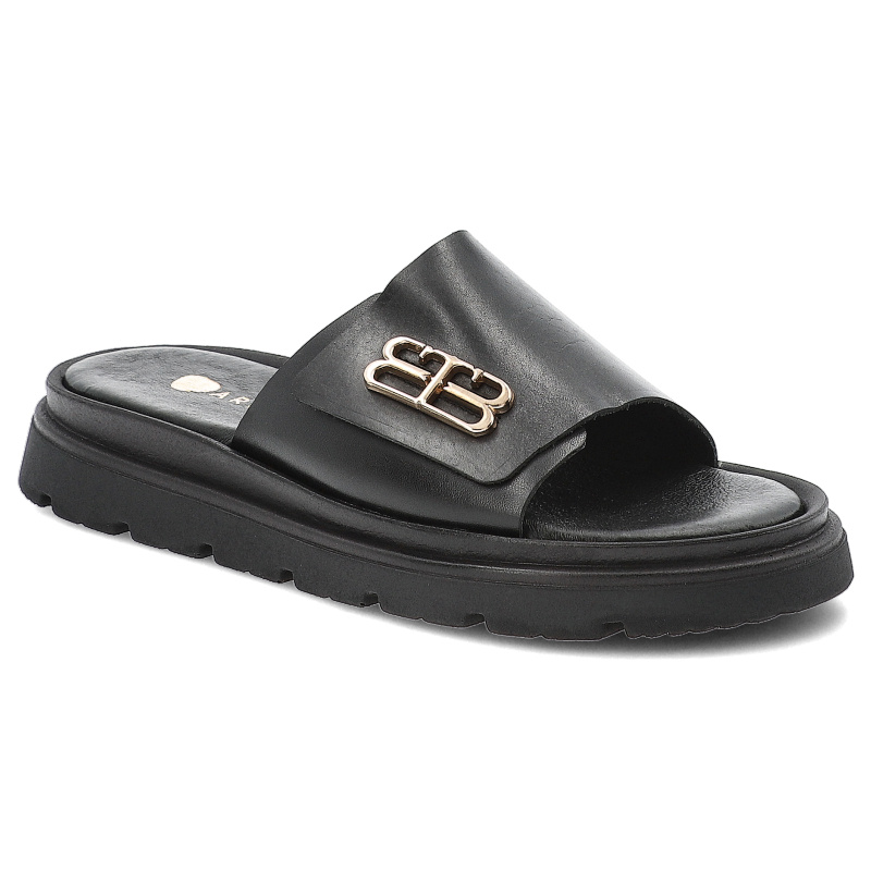 Czarne Klapki Armodo Eleganckie Obuwie Damskie