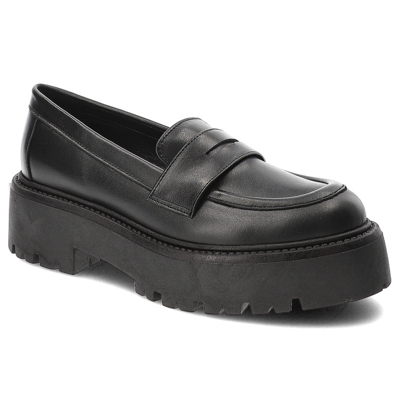 Czarne Półbuty Carinii Eleganckie Mokasyny Damskie