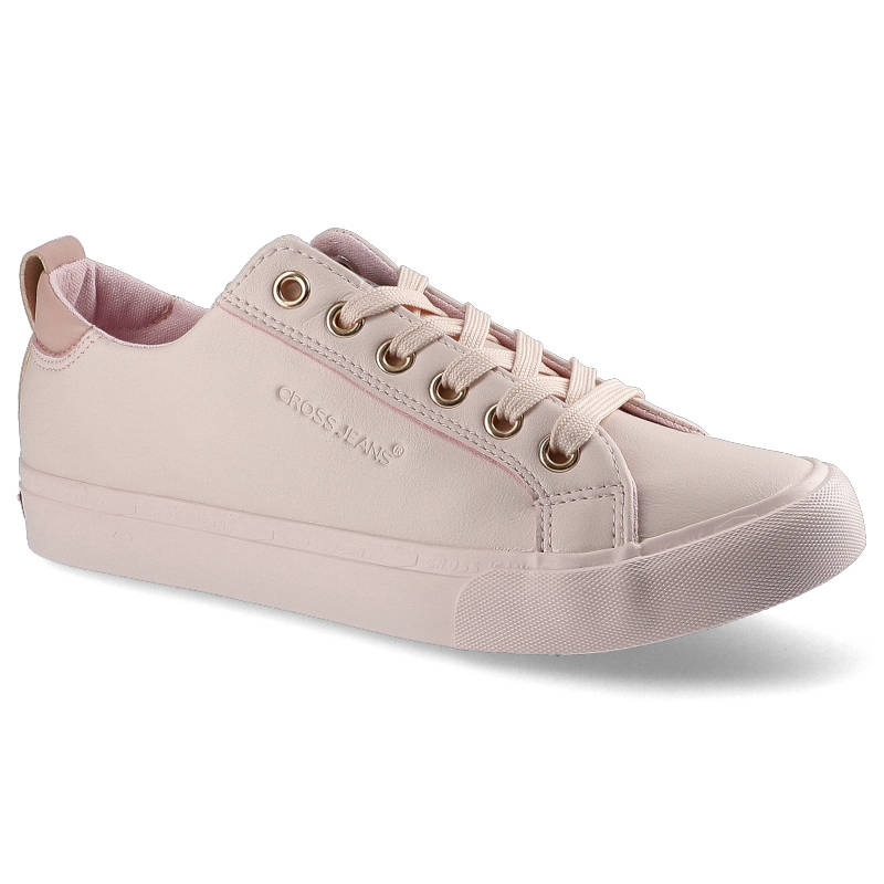 Trampki damskie Cross Jeans, sznurowany fason cholewka ze skóry ekologicznej niska cholewka przed kostkę gładka minimalistyczna forma płaska elastycz