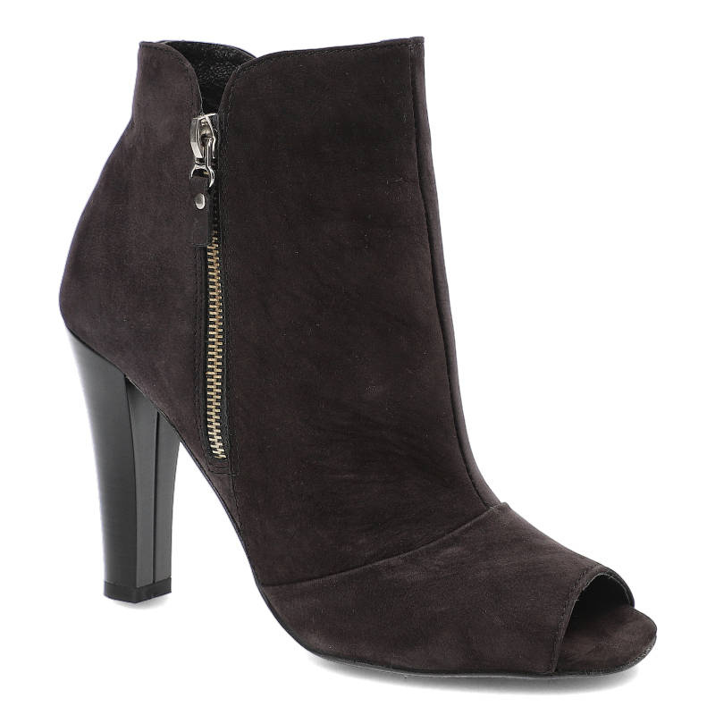 Botki damskie Carinii, zapinane na suwak i na obcasie, czarne, B2540_-360-000-00-955