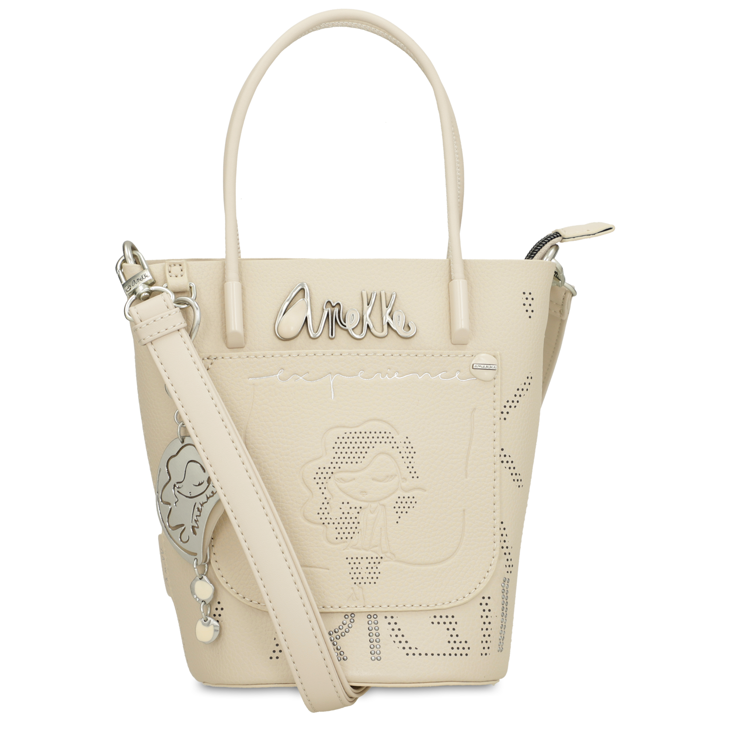 Beżowa Torebka Anekke Elegancki Kuferek Damski Anekke