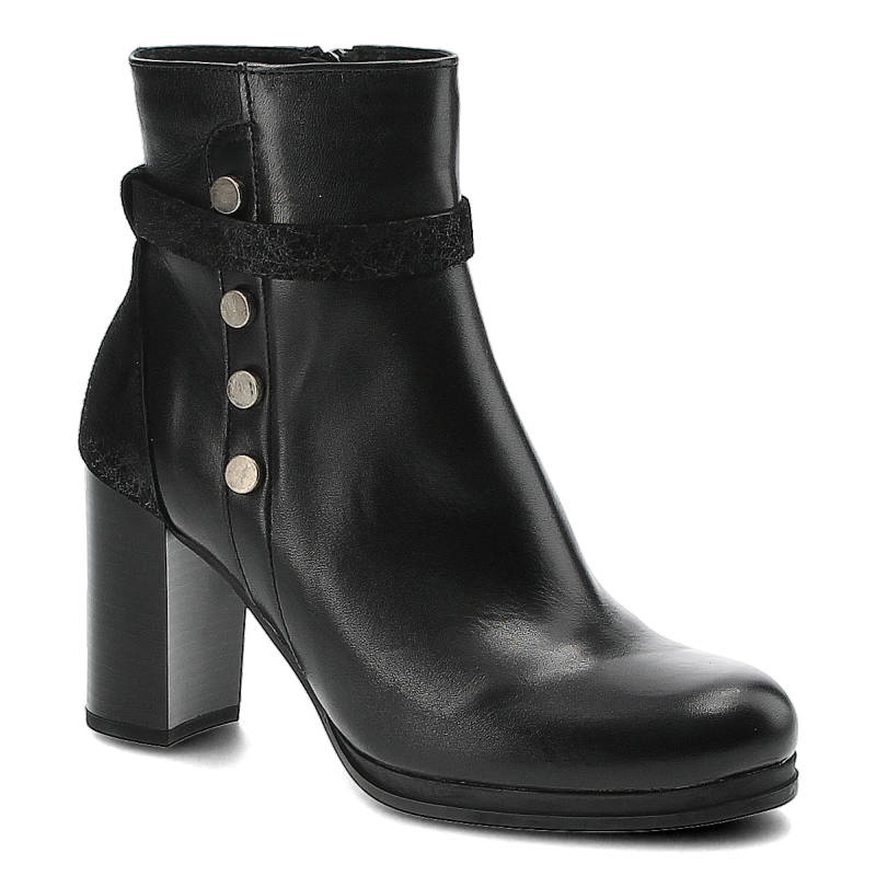 Botki damskie Lemar, eleganckie na obcasie i zapinane na zamek, czarne, 60182-M