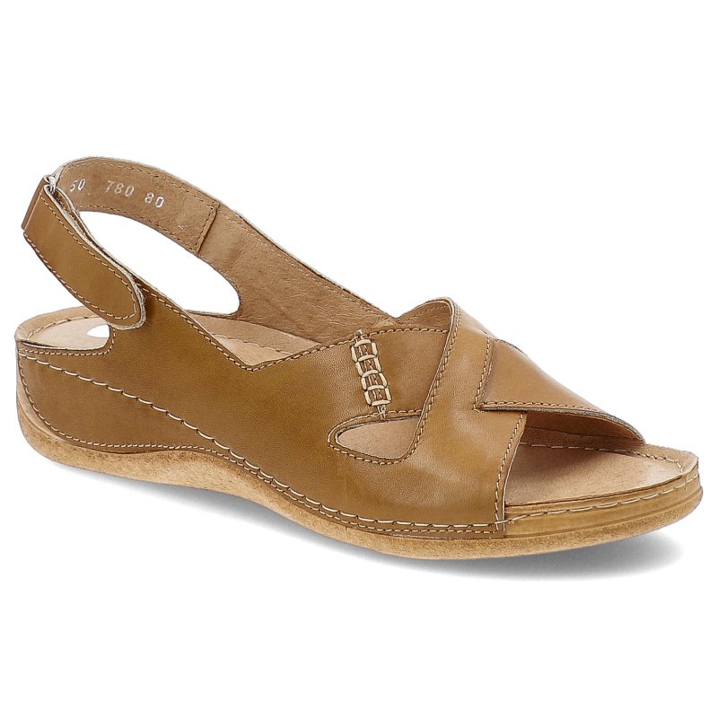 Brązowe Sandały Armodo Wygodne Skórzane Obuwie Damskie