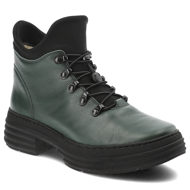 Zielone Trzewiki Wasak Ocieplane Obuwie Damskie Zamykane Na Zamek