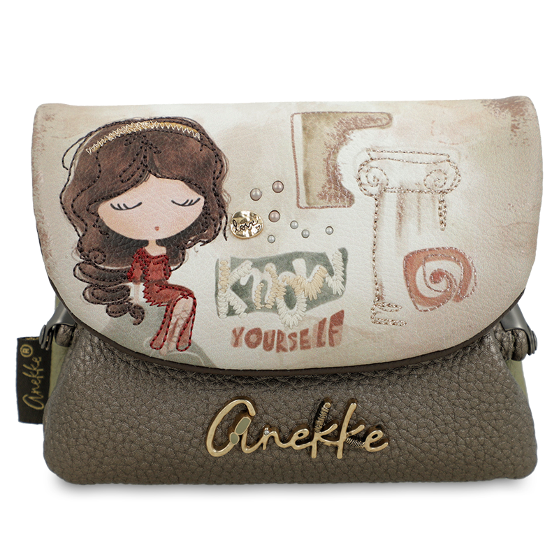 Portfel damski Anekke, portmonetka mała z kieszenią zamykaną na suwak, beżowy, 42709-016