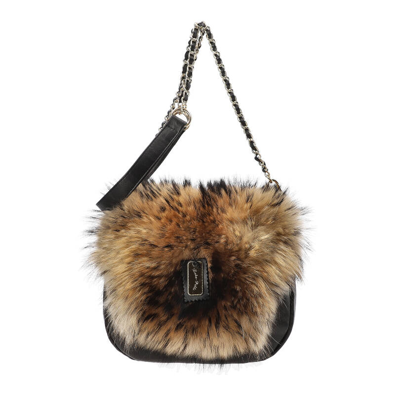 Brązowa Torebka Damska Luka-Pelli Z Naturalnym Futrem Z Jenota