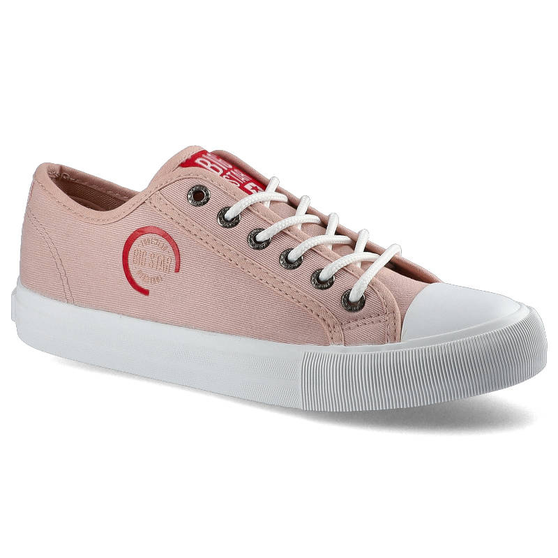 Trampki damskie Big Star, trampki z materiałową cholewką wiązaniem na oczka gumowym noskiem i elastyczną podeszwą, jasnoróżowe, HH274119