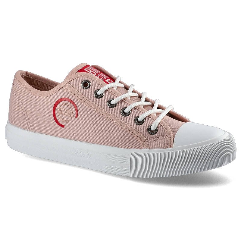 Trampki damskie Big Star, trampki z materiałową cholewką wiązaniem na oczka gumowym noskiem i elastyczną podeszwą, jasnoróżowe, HH274119