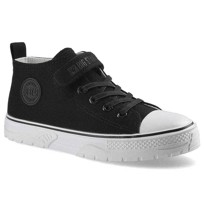 Trampki damskie Big Star, sznurowany fason z rzepem cholewka tekstylna płócienna podwyższona cholewka za kostkę gumowy nosek ochronny lekka elastyczn