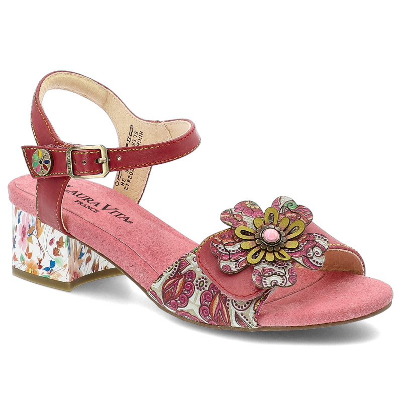 Różowe Sandały Laura vita Eleganckie Obuwie Damskie Na Obcasie