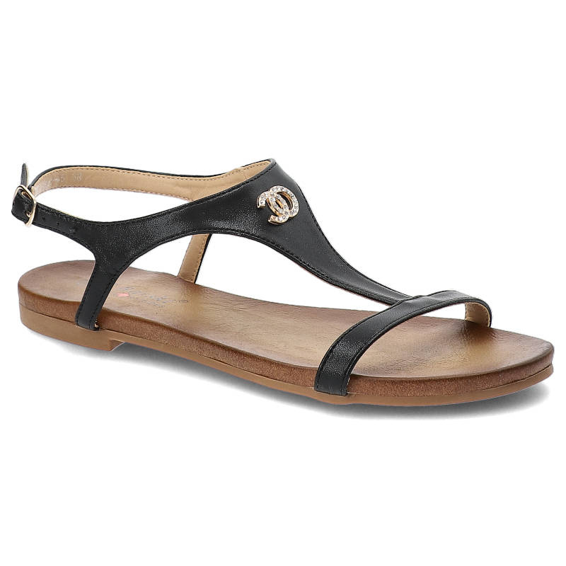 Czarne Sandały S.Barski Wygodne Płaskie Obuwie