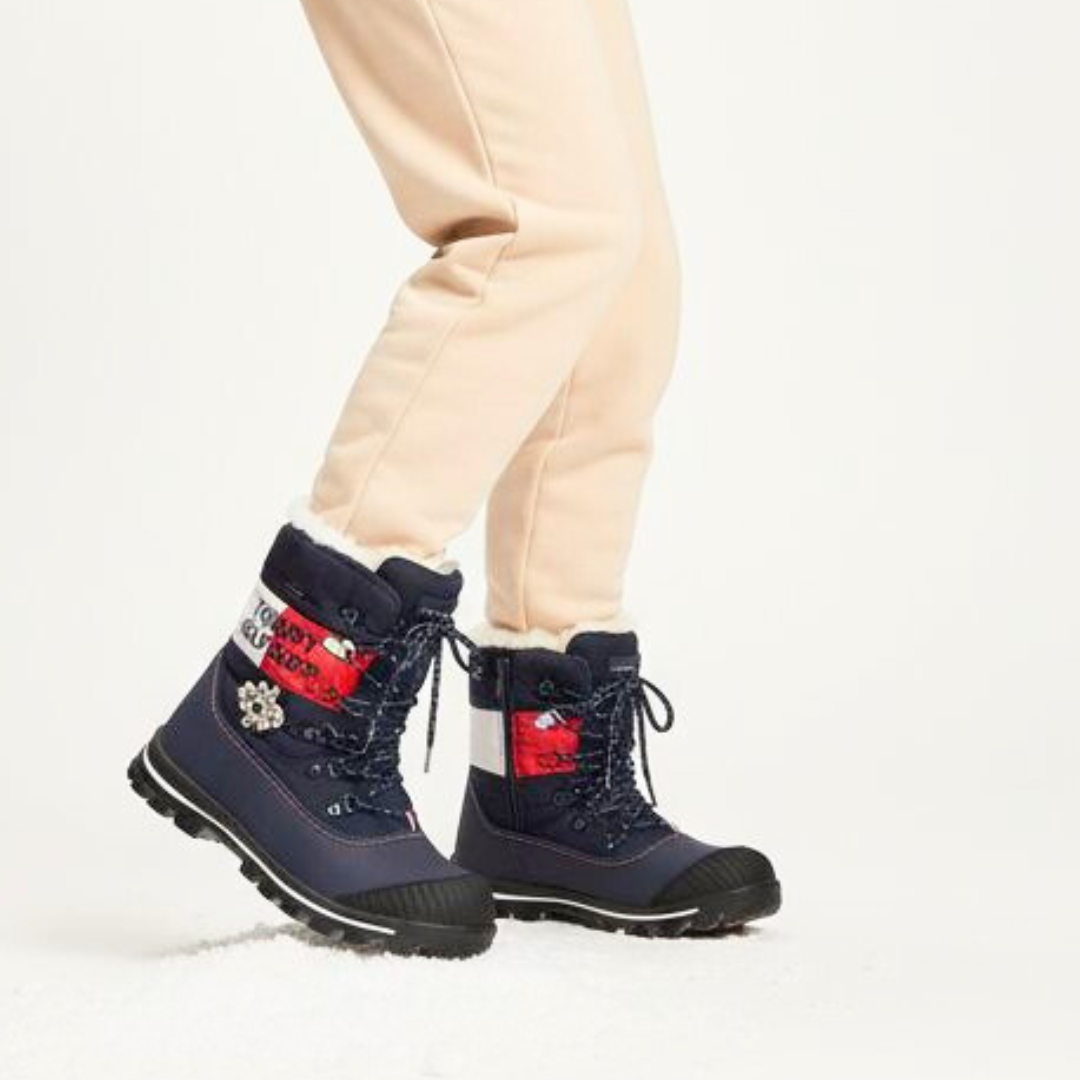 Granatowe Śniegowce Tommy Hilfiger Ocieplane Buty Damskie