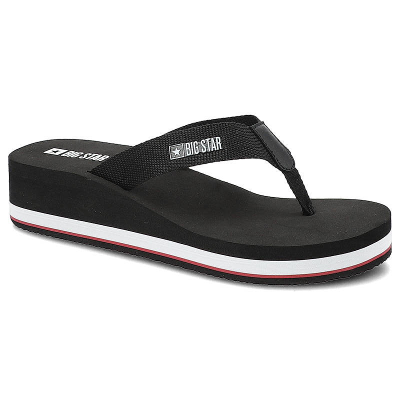 Japonki damskie Big Star, lekki pasek typu japonki z materiału tekstylnego wsuwany fason bez zapięć, czarne, JJ274A332