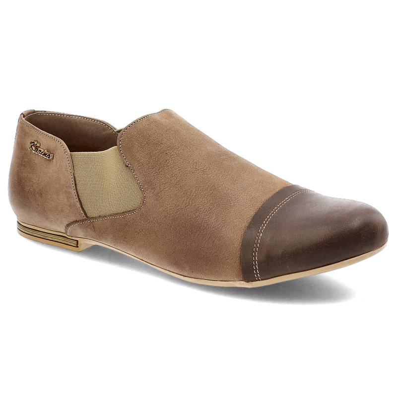 Półbuty damskie Karino, wsuwane i eleganckie, jasnobrązowo-ciemnobrązowe, 0961-008-P