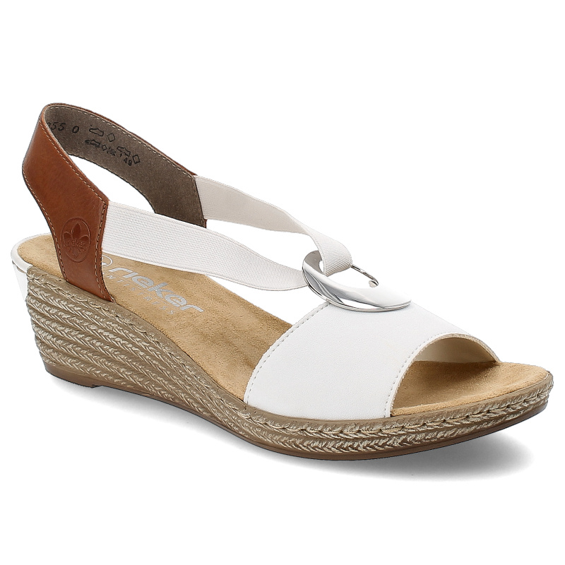 Białe Sandały Rieker Eleganckie Obuwie Damskie Na Koturnie