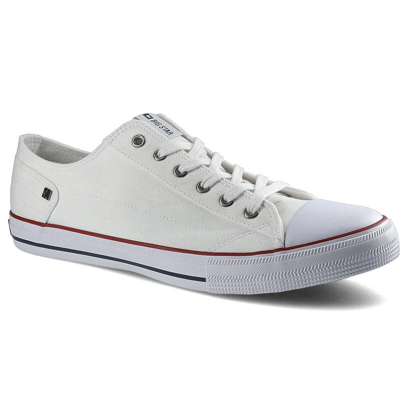 Trampki męskie Big Star, wykonane z materiału tekstylnego typu canvas i z klasycznym sznurowaniem gumowym noskiem, białe, DD174271