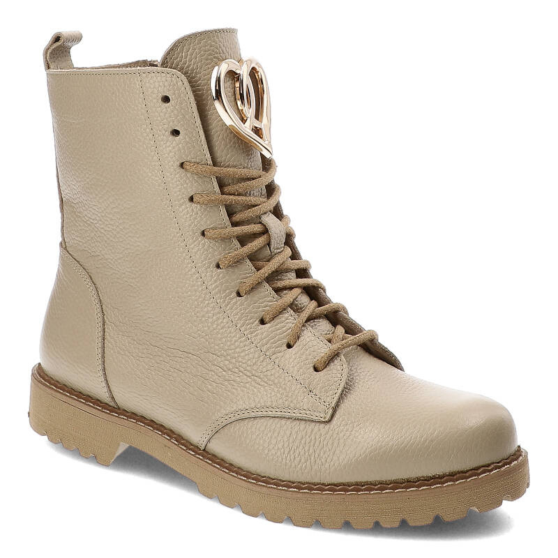 Beżowe Botki Armodo Modne Buty Damskie