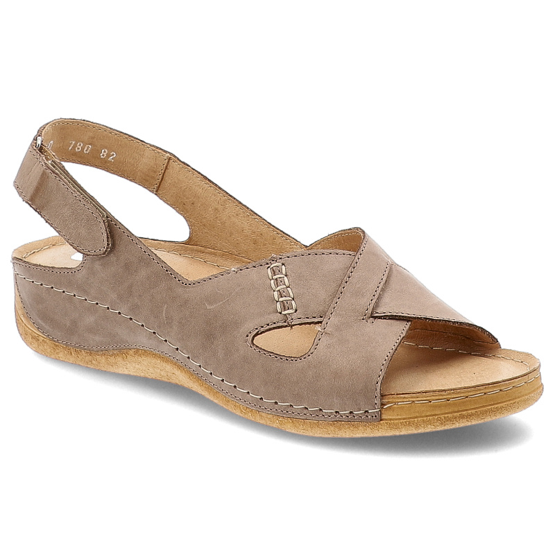 Beżowe Sandały Armodo Skórzane Płaskie Obuwie Damskie