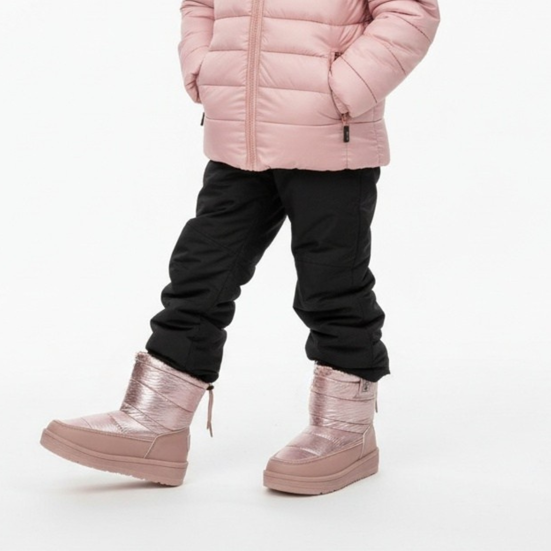 Śniegowce damskie Big Star, cholewka z metalizowanego materiału i skóry ekologicznej z ociepleniem i ściągaczem u góry gruba podeszwa, różowe, KK3742