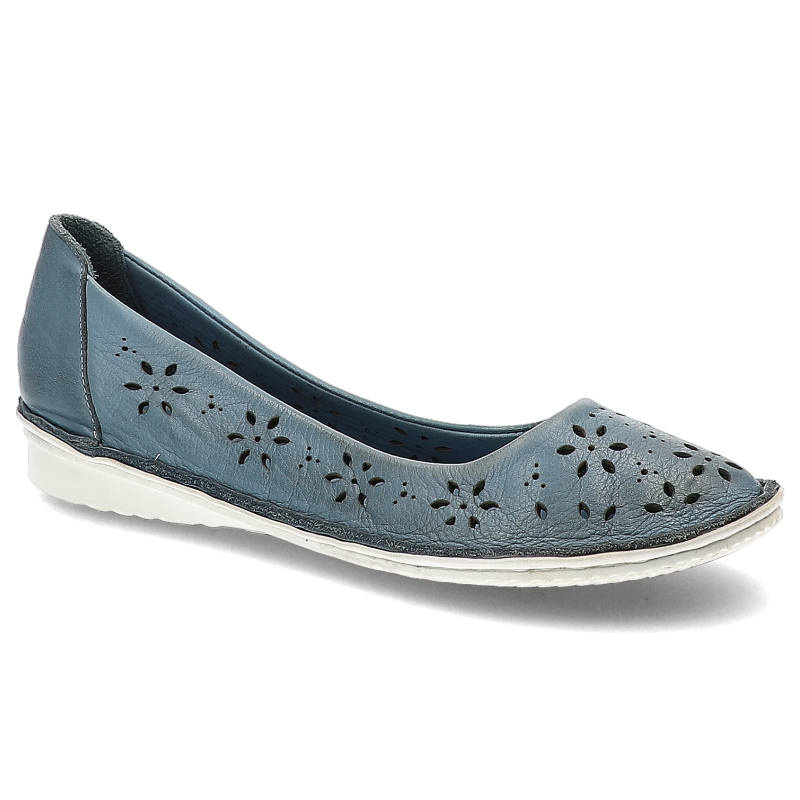 Półbuty damskie Lanqier, ażurowe oddychające i na płaskiej podeszwie, niebieskie, 38C335