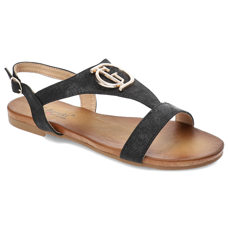 Czarne Sandały S.Barski Modne Obuwie Damskie