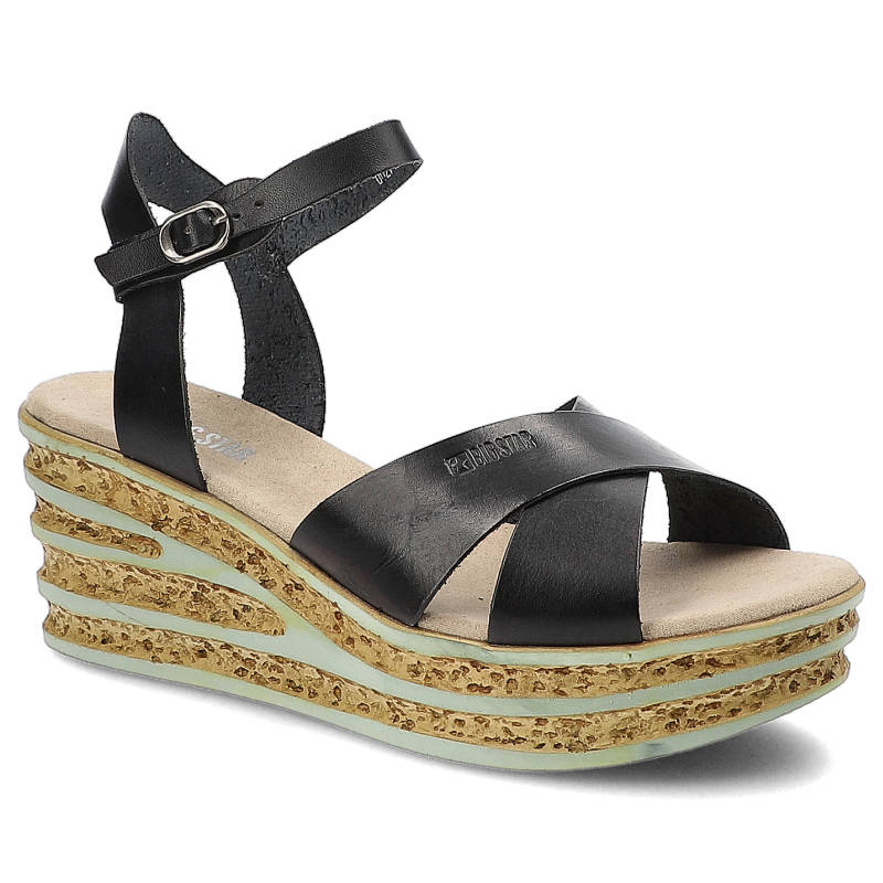 Sandały damskie Big Star, na stabilnym koturnie i zapinane na sprzączkę, czarne, DD274A054