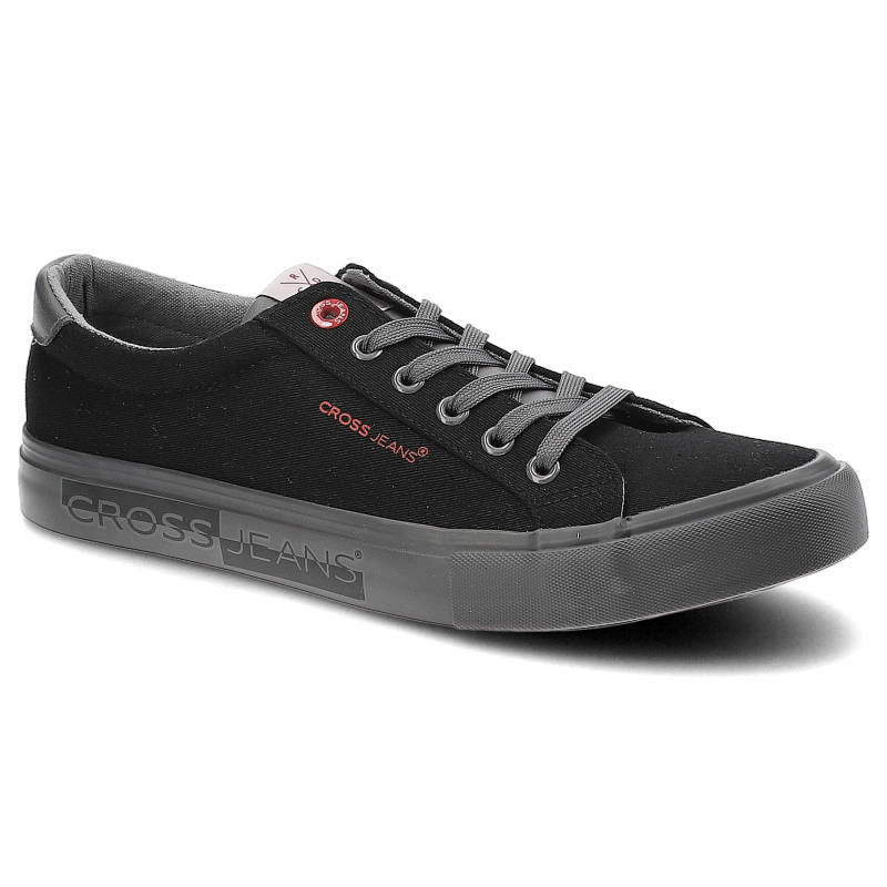 Trampki damskie Cross Jeans, tekstylna cholewka o lekkiej konstrukcji klasyczne sznurowanie gumowa podeszwa, czarne, JJ1R4026C