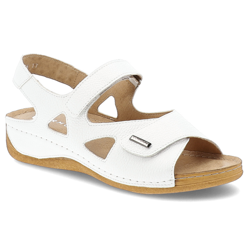 Białe Sandały Armodo Skórzane Obuwie Damskie