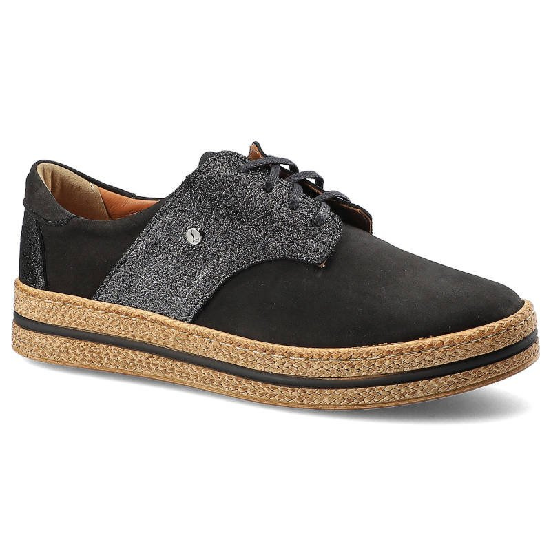 Półbuty damskie Lemar, z naturalnej skóry z miękką cholewką wsuwanym krojem i delikatnym wycięciem w przedniej części oraz elastyczną podeszwą, czarn