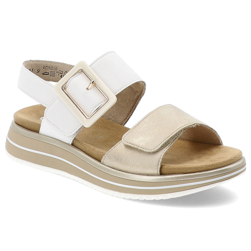 Białe Sandały Remonte Modne Obuwie Damskie Zapinane Na Rzep