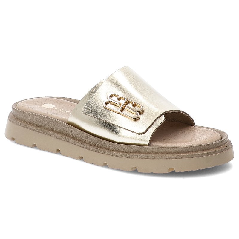 Złote Klapki Armodo Stylowe Płaskie Obuwie Damskie