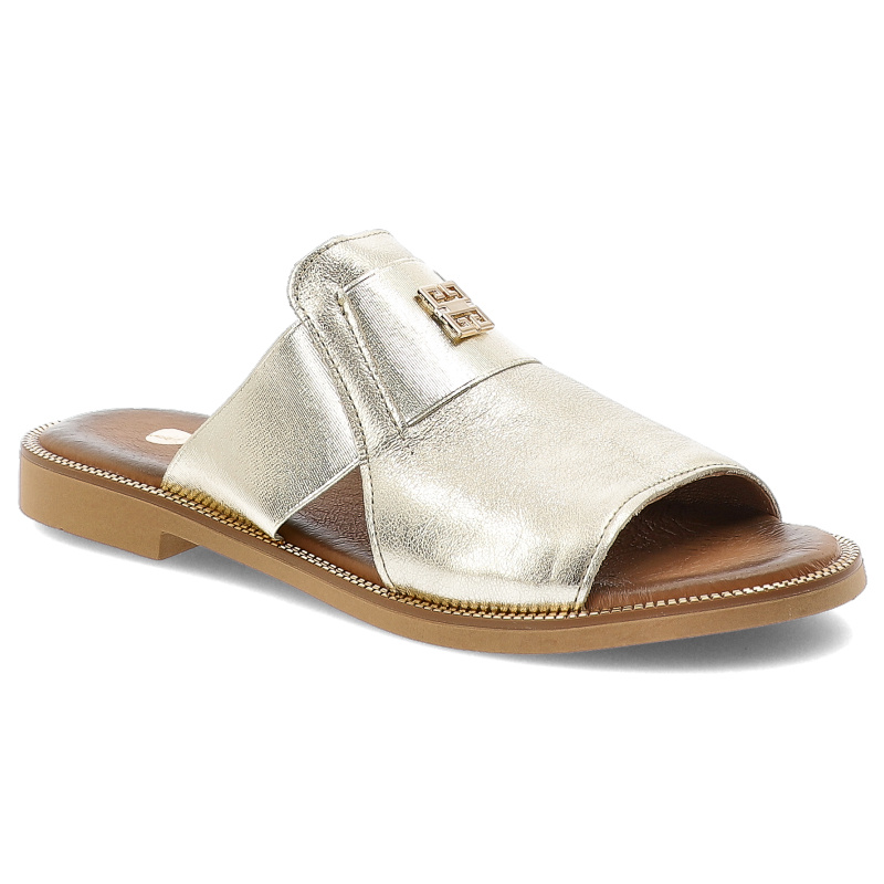 Złote Klapki Armodo Stylowe Obuwie Damskie