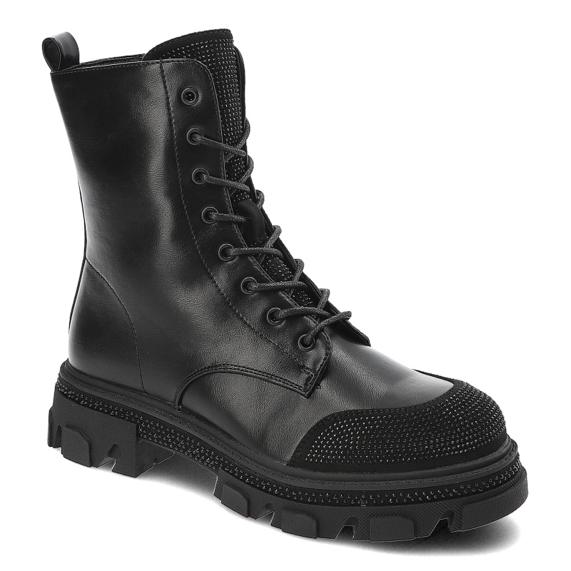 Czarne Botki S.Barski Ocieplane Workery Damskie